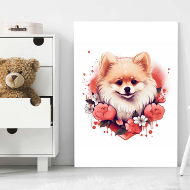 Cute Valentine Puppy Heart, Valentine Dog Canvas Print, Cute Pomeranian Love Canvas Wall Art, Valentine's Dog Painting, Valentine's Canvas, Pet Lover, Valentines Gift